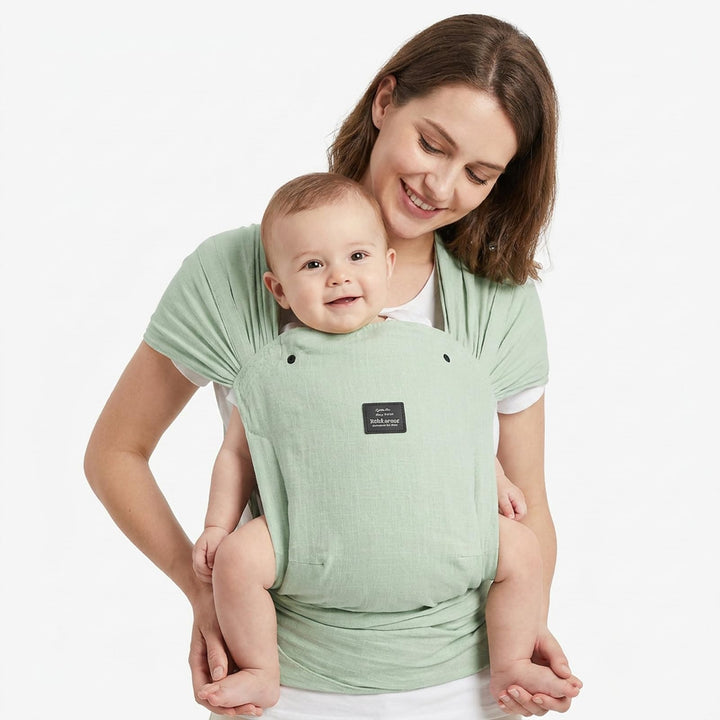 Bebamour Babytrage für Neugeborene, verstellbar, Einheitsgrösse, einfach anzulegen,Green, Green