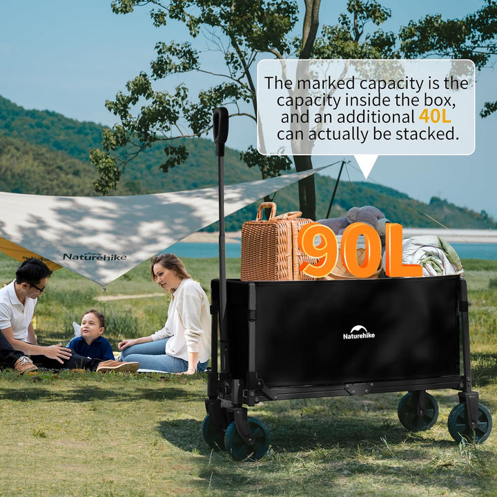Naturehike Bollerwagen Faltbar 90L 120KG Tragkraft zusammenklappbarer Gartenwagen mit Bremsen Klappb