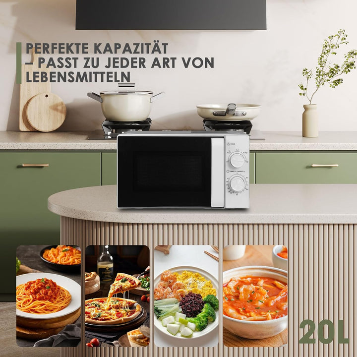 Mikrowelle 20L,Techomey Solo Mikrowelle 700W,Mikrowellengerät mit Drehteller für gleichmässige Wärme