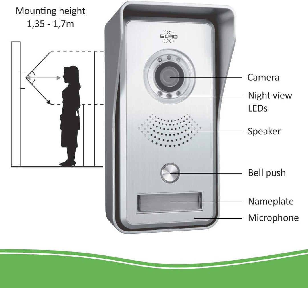 ELRO IP Video Türklingel DVC040IP, Kamera mit Nachtsicht, mit Türgong, Kommunikation mit Live Video