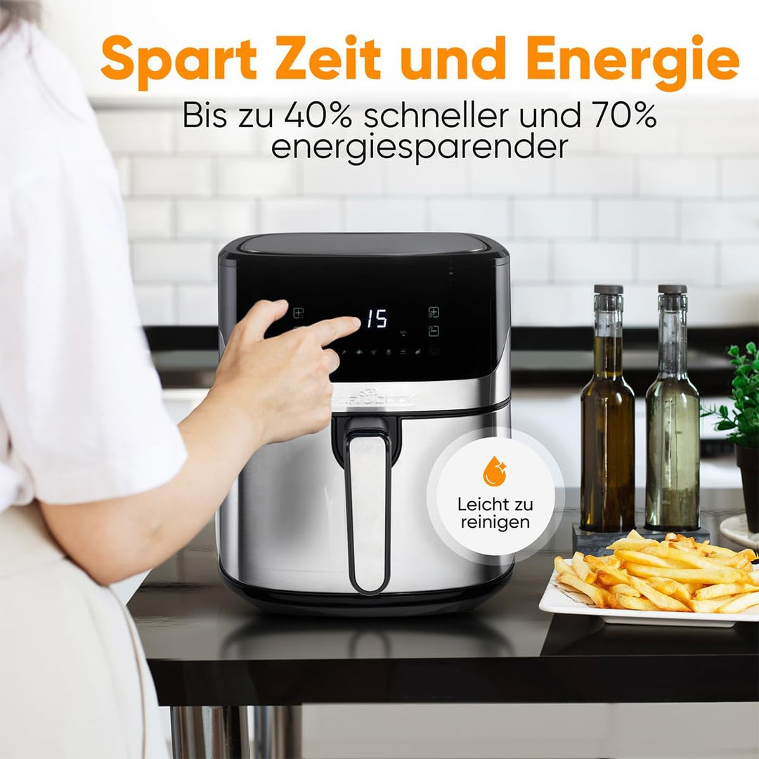 ProfiCook® Heissluftfritteuse | 6,5L Airfryer | Öl- und fettfreie Zubereitung | 80°C - 200°C | Edels
