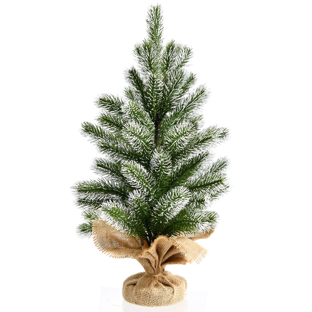 COSTWAY 50 cm Mini künstlicher Weihnachtsbaum, Kleiner Tannenbaum, Tisch-Christbaum mit Schnee, 55 Z