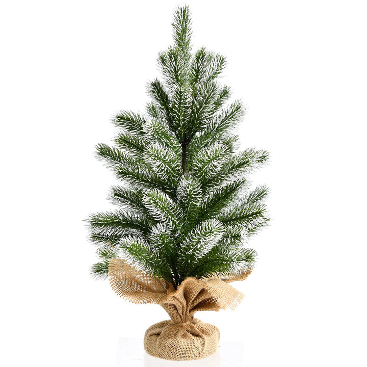 COSTWAY 50 cm Mini künstlicher Weihnachtsbaum, Kleiner Tannenbaum, Tisch-Christbaum mit Schnee, 55 Z
