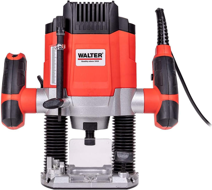 WALTER Oberfräse 1200 W mit Hartmetall-Fräsersatz 50 tlg, 55 mm Hubhöhe, Leerlaufdrehzahl 11.000-30.