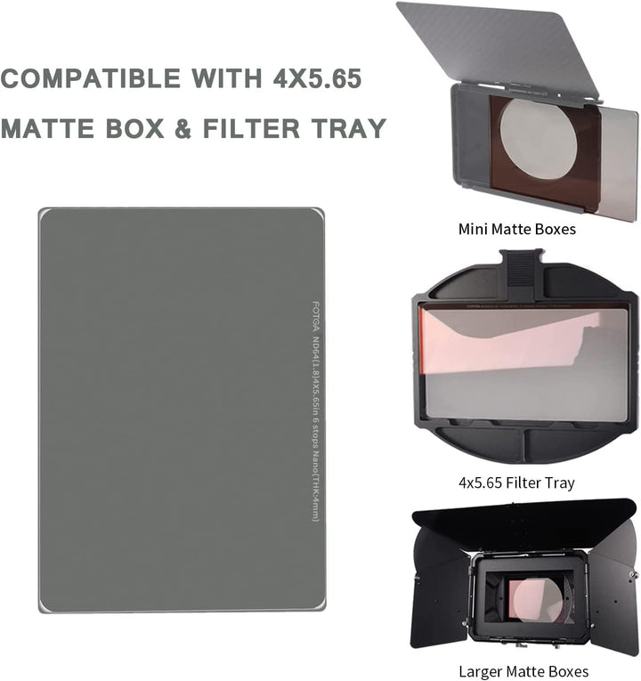 Hersmay 4x5,65 ND-Filter, 4 mm Dicker Quadratischer Optischer Glass Neutral-Graufilter ND Square Fil