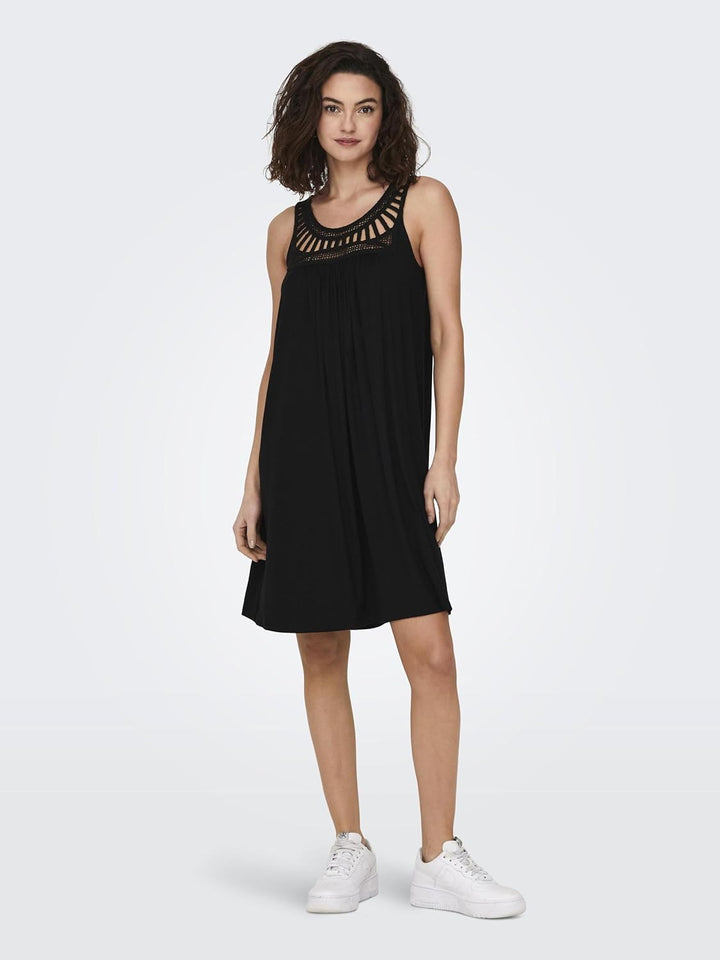 ONLY Female Kleid Normal geschnitten Rundhals Kurzes Kleid XS Schwarz, XS Schwarz