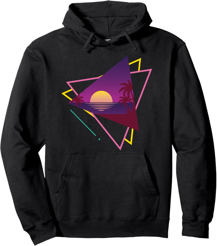 Retro 80er Aesthetic 1990er Synthwave Palmen Vaporwave Pullover Hoodie