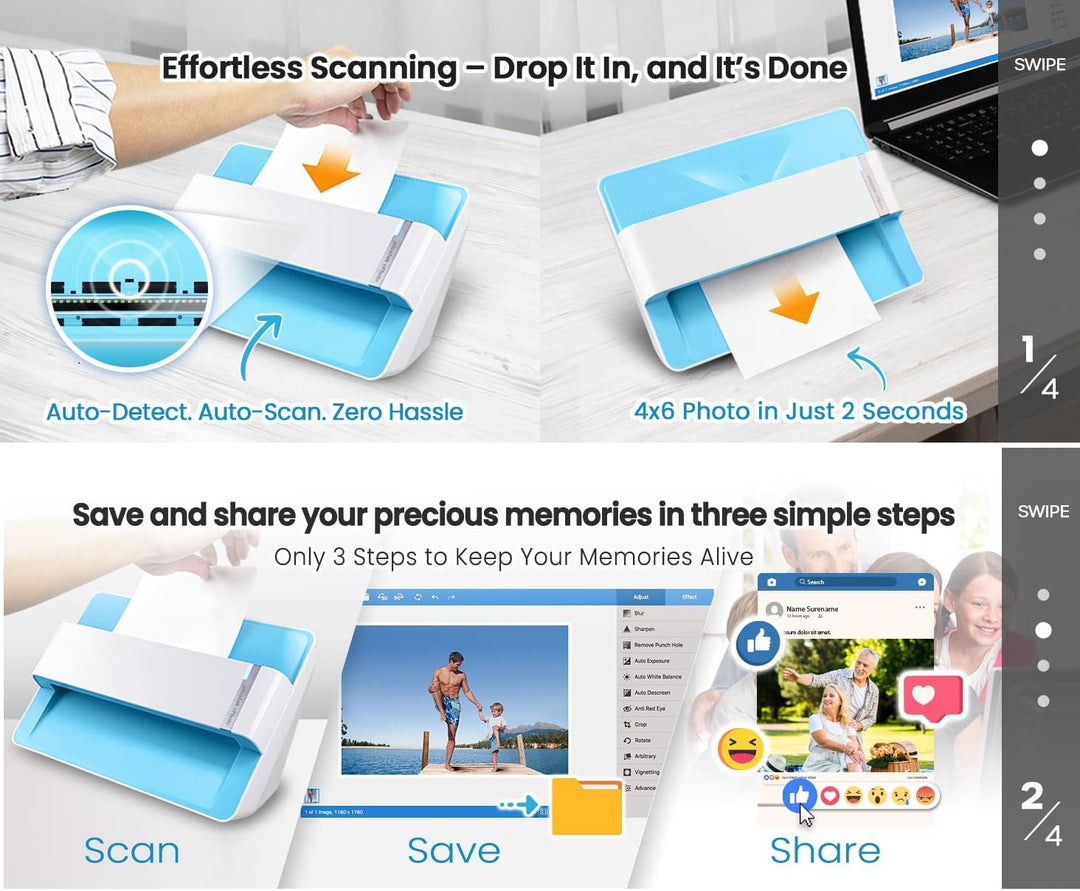 Plustek Foto-Scanner – ePhoto Z300 German Design Award 2018, scannt 4x6 Fotos in 2 s, automatische A
