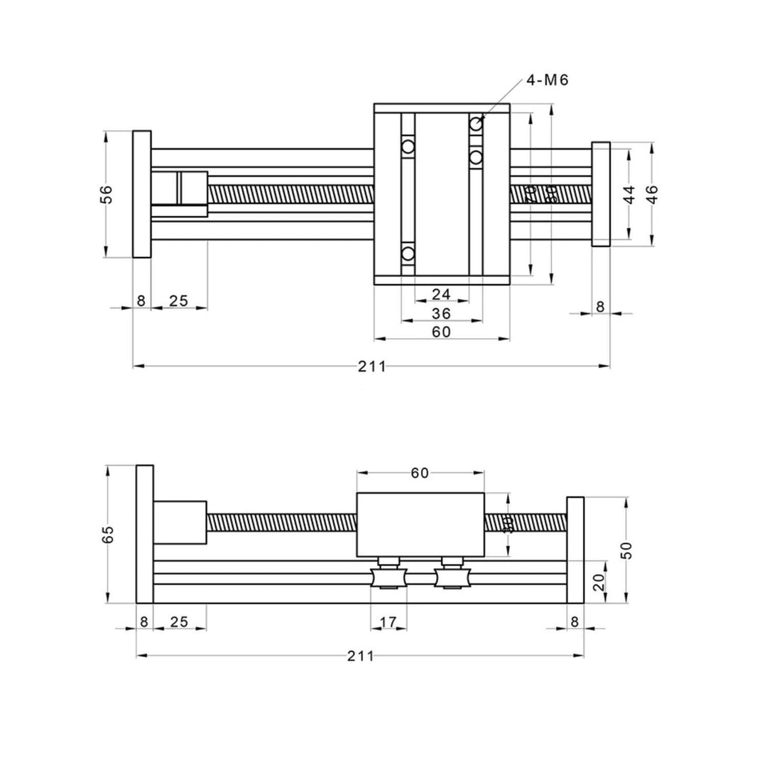 100mm effektive Länge Linear Schienenführung Kugelumlaufspindel SFU1605 mit NEMA17 Schrittmotor für