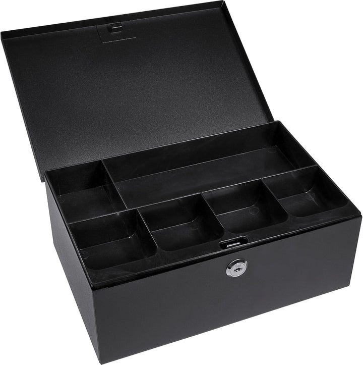 Barska Safe CB11792 Geldkassette, 43,2 cm, mit 6 Fächern und Schloss, Schwarz, M M Tablett mit 6 Fäc