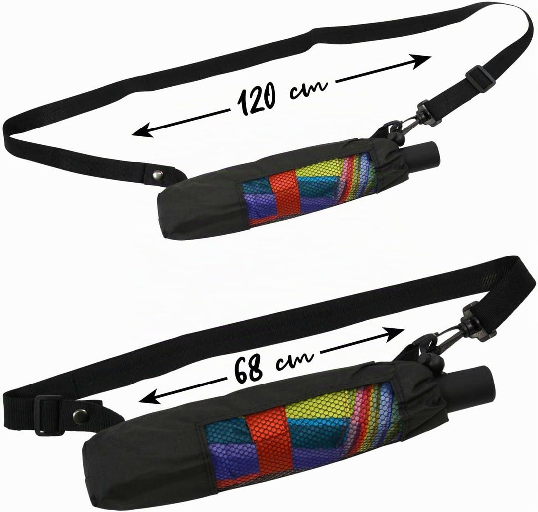 iX-brella Trekking XL Taschenschirm Rainbow 115 cm gross mit Umhängetasche Regenbogen, Regenbogen