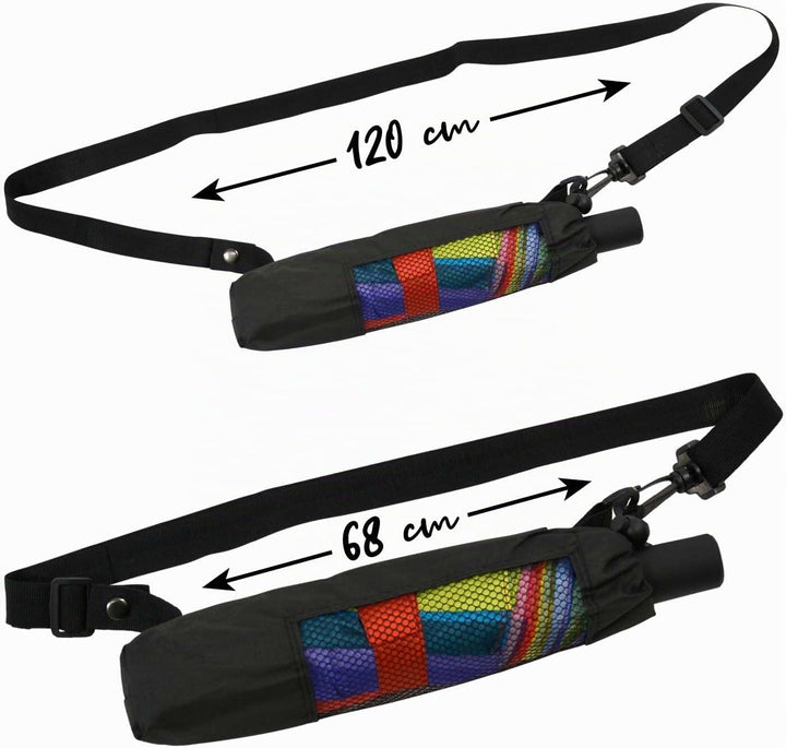iX-brella Trekking XL Taschenschirm Rainbow 115 cm gross mit Umhängetasche Regenbogen, Regenbogen