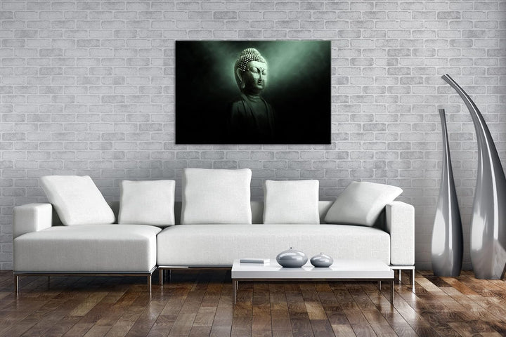 deyoli Dark Buddha Statur Format: 100x70 als Leinwand, Motiv fertig gerahmt auf Echtholzrahmen, Hoch