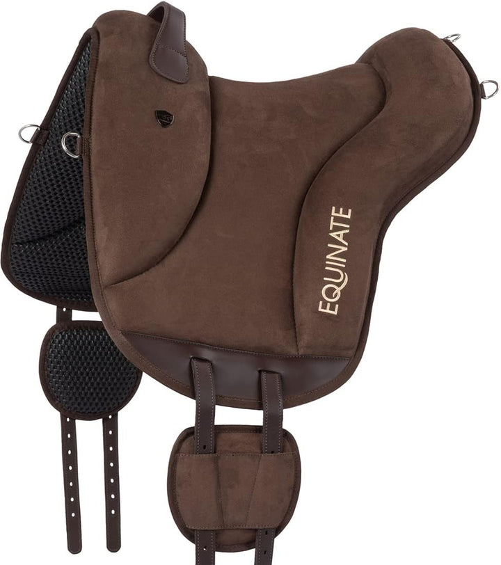 Equinate Reitpad Newfield aus synthetischem Wildleder Pony Braun - Bareback Pad mit pflegeleichter N