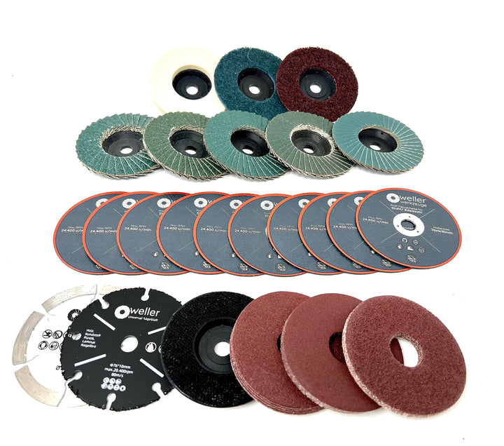 I XXL Zubehör SET ⌀76x10mm passend für Mini akku Winkelschleifer z.b. Bosch GWS 12V 10,8V Trennschei