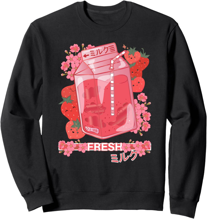 Japanese Otaku Style - Cute Anime Kawaii Strawberry Milk Sweatshirt