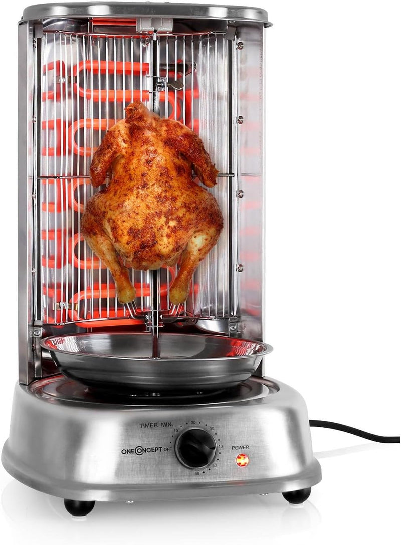 oneConcept Kebap Master - Dönergrill, Hähnchengrill, Gyrosgrill, Vertikalgrill, Drehgrill mit Drehsp