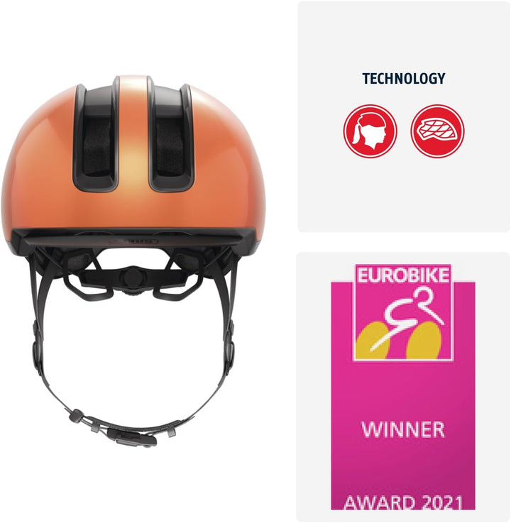 ABUS Urban Helm HUD-Y - mit magnetischem, aufladbarem LED-Rücklicht &amp; Magnetverschluss - cooler Fahr