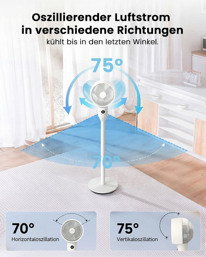 WOWDSGN 22 dB leiser Standventilator, 3D Luftzirkulator Oszillation Ventilatoren, Timer, Aroma-Funkt