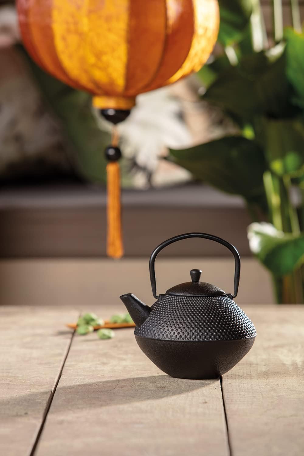 Bredemeijer asiatische gusseiserne Teekanne 1.0 L mit Teefilter - emaillierte Schwarze Gusskanne