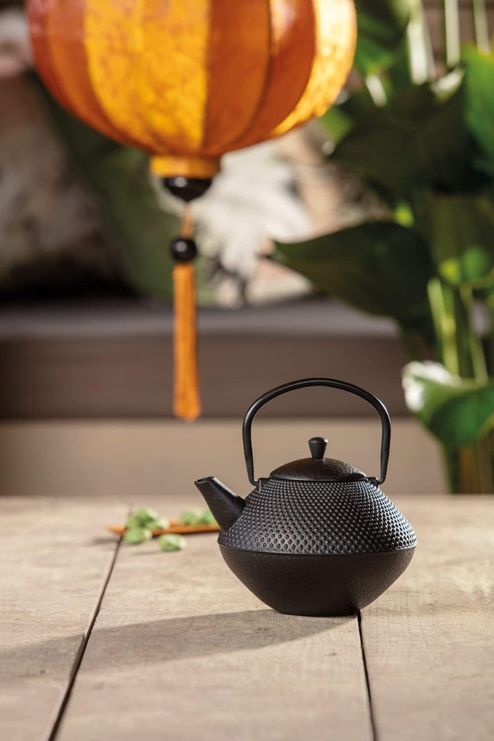 Bredemeijer asiatische gusseiserne Teekanne 1.0 L mit Teefilter - emaillierte Schwarze Gusskanne