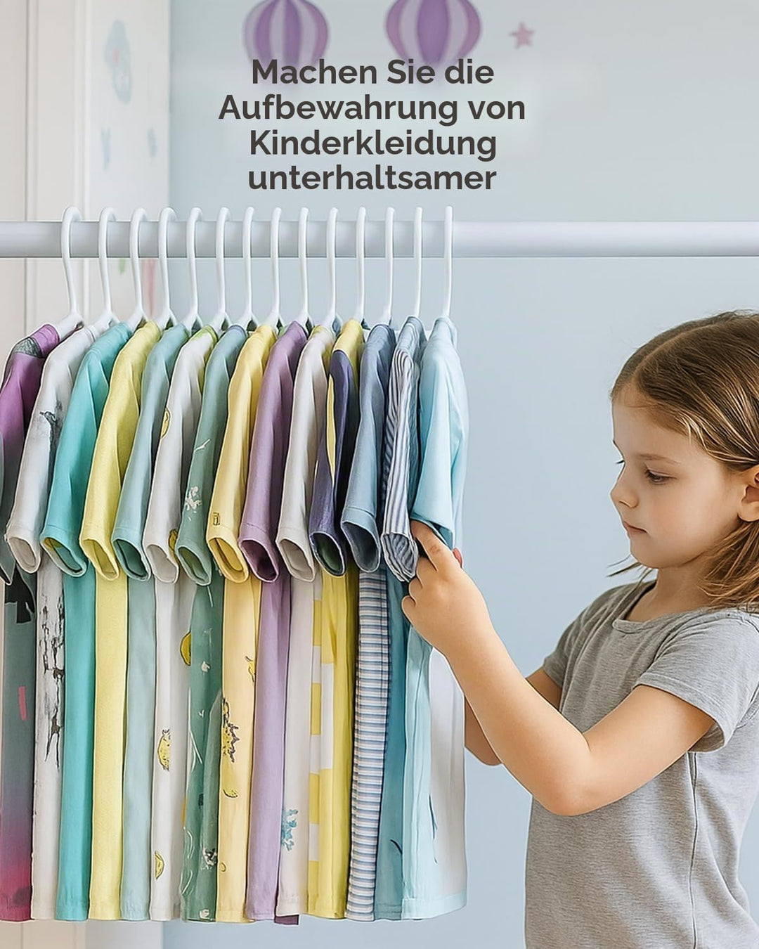 100 Stück Kinder-Kleiderbügel aus Kunststoff, Platzsparend Baby Bügel, Rutschfester Kinderkleiderbüg