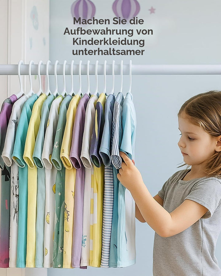 100 Stück Kinder-Kleiderbügel aus Kunststoff, Platzsparend Baby Bügel, Rutschfester Kinderkleiderbüg
