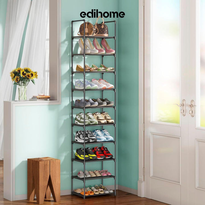 edihome, Schuhregal, 10 Ebenen, (28 x 45 x 173 cm), Schuhschrank Schmal, Schmale und hohe Schuhregal