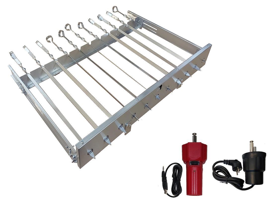 Neu walexo Spiessdreher (universell), incl. 11 Edelstahlspiesse mit verschiedenen Motoren (mit E-Mot