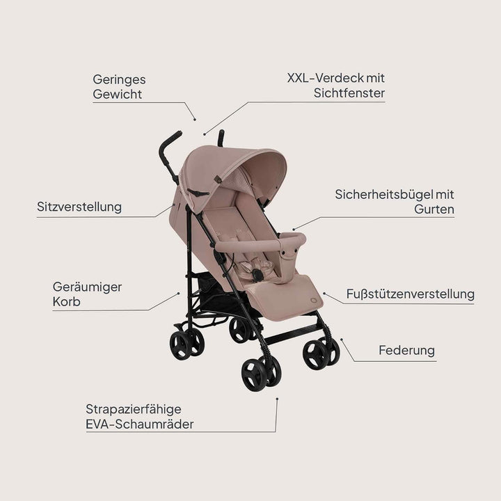 LIONELO Elia Buggy Klein Zusammenklappbar Kinderwagen Bis 15 Kg, Rücken Und Fussstützenverstellung H