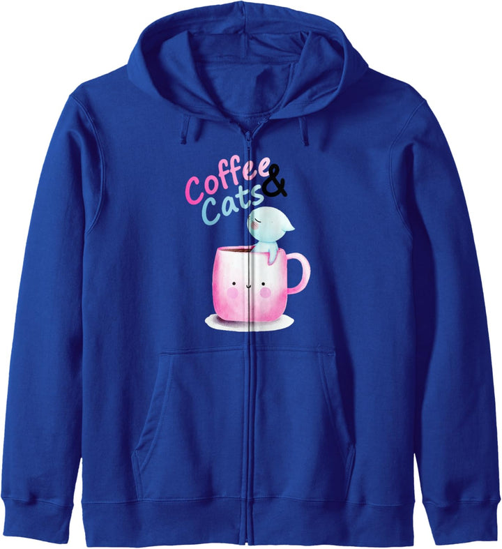 Coffee & Cats - Niedliches Kätzchen In Kaffeetasse Pastell Kapuzenjacke