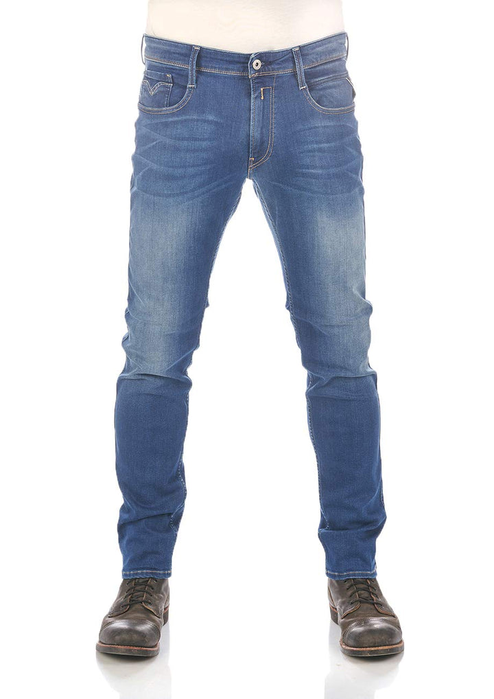 Replay Herren Jeans Anbass Slim-Fit mit Power Stretch 28W / 34L Dark Blue 007-3, 28W / 34L Dark Blue