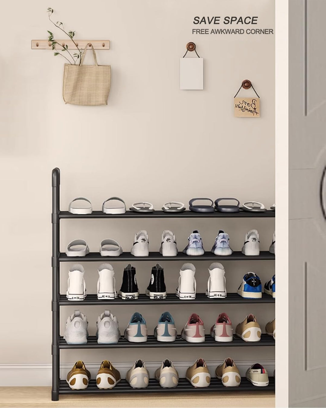 Schuhregal mit 5 Ebenen, Schuhständer aus Metall, Schuhaufbewahrung, Schuh-Organizer für 12 Paar,sta