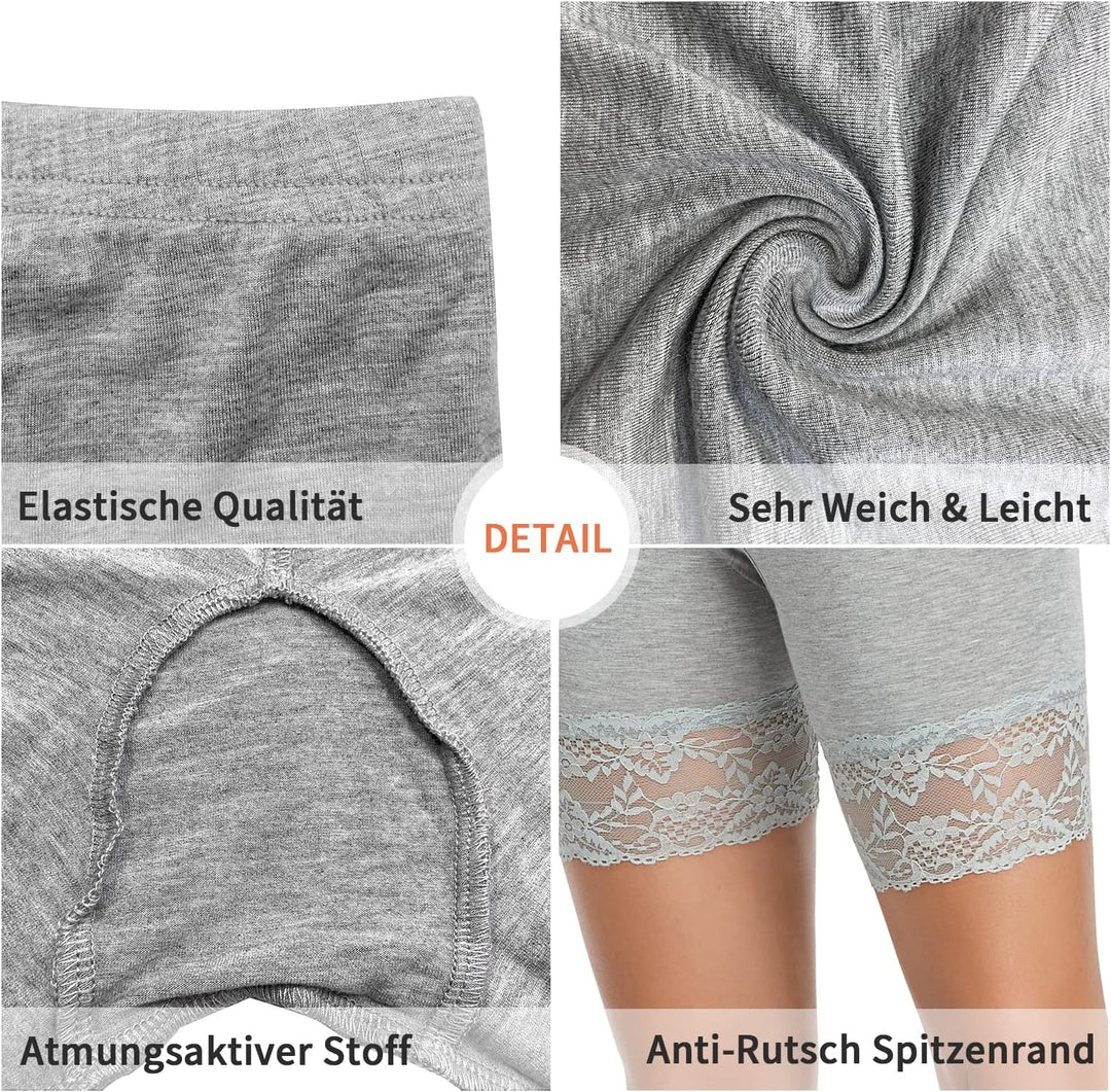 YARRCO Damen Unterhose Spitze Unter Rock Kurze Hose Unter Kleid Radlerhose Slipshorts Hohe Taille Sh