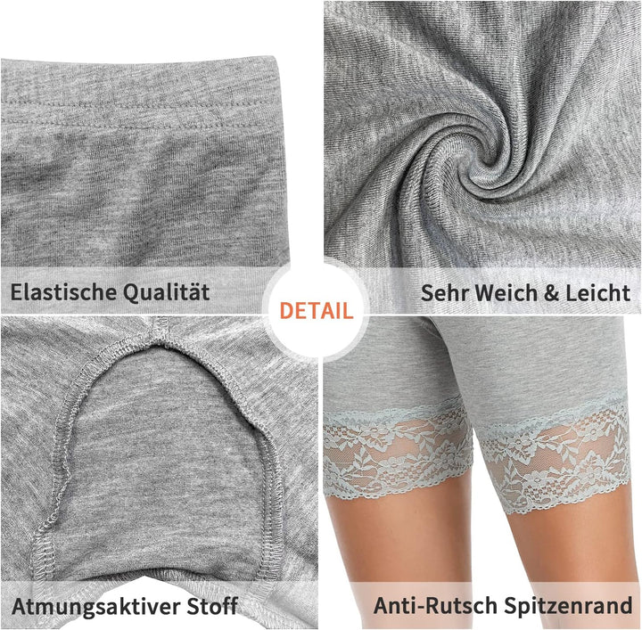 YARRCO Damen Unterhose Spitze Unter Rock Kurze Hose Unter Kleid Radlerhose Slipshorts Hohe Taille Sh
