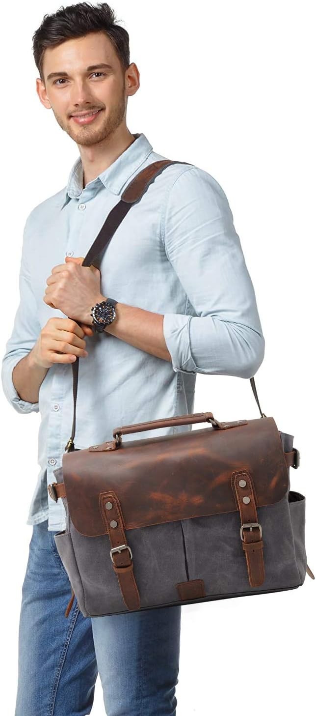 FANDARE Mode Tragbare Aktentasche Umhängetasche 14-Zoll-Laptop Herren Handel Studenten Reisen Multif