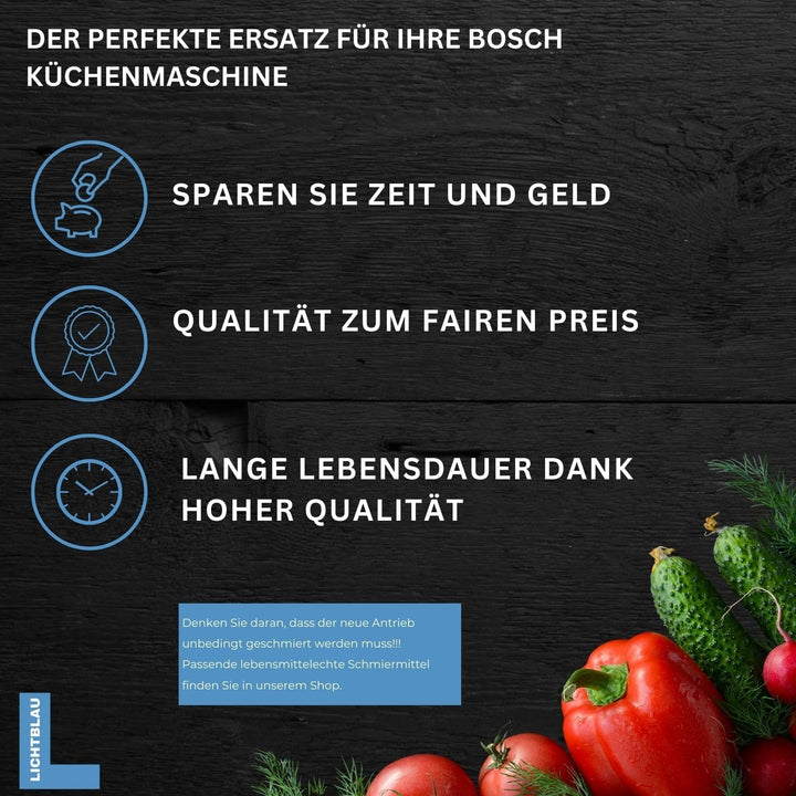 LICHTBLAU Antrieb für Bosch Küchenmaschine MUM5 622181 I Küchenmaschine Ersatzteil bei abgenutzten Z