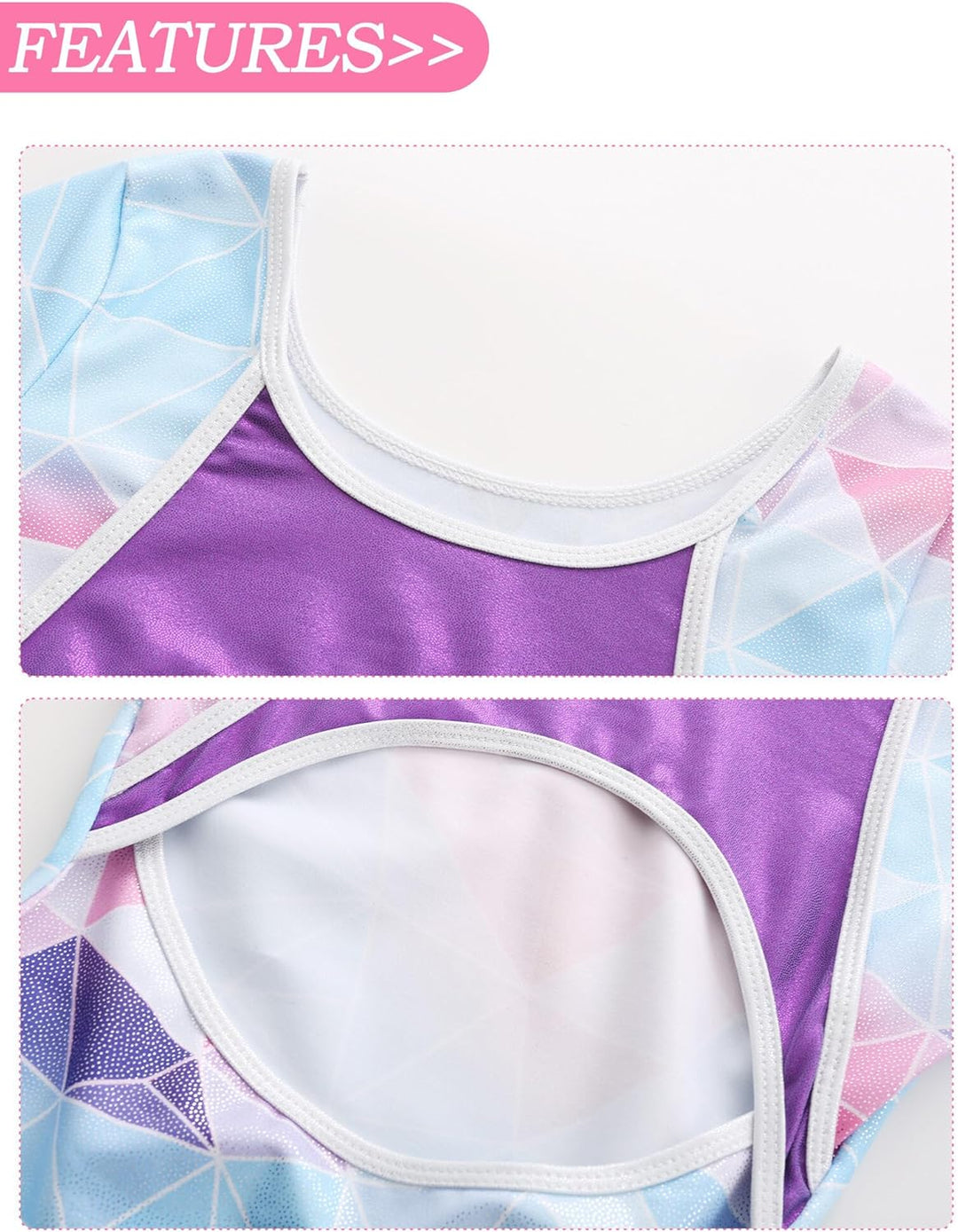 SEAUR Mädchen Turnanzug Turnshorts Haarband Set Kinder Turnen Trikot Shorts Gymnastik Ärmellos/Langa