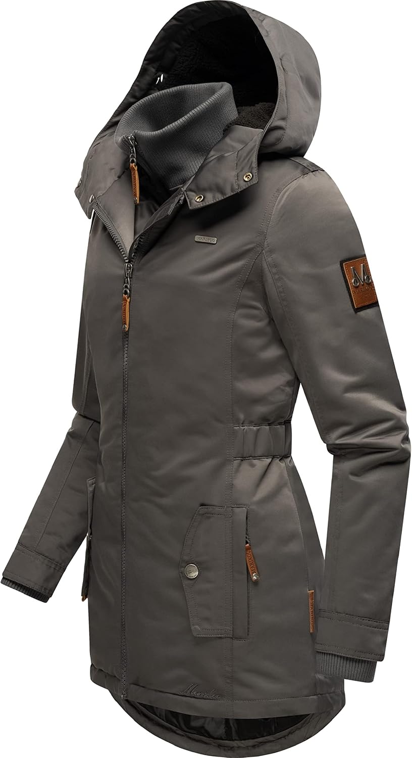 MARIKOO Damen Warmer Winterparka mit Kapuze Sanakoo XS-XXL S Anthracite, S Anthracite