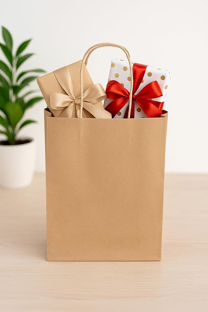 Pakomat Papiertüten Braun 18x22cm, 250 Stück – Kraftpapiertüten mit Henkel, Geschenktüten für Kinder