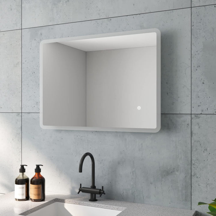 AQUABATOS BORAS-Serie Badspiegel mit indirekte LED Beleuchtung 50x70 cm Badezimmerspiegel für Gäste