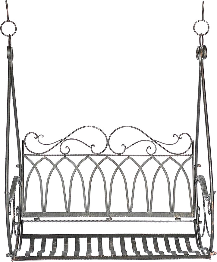 DanDiBo Hängebank Schaukel Metall Braun Wetterfest Gondel Hängesessel 1868 2 Sitzer Gartenbank