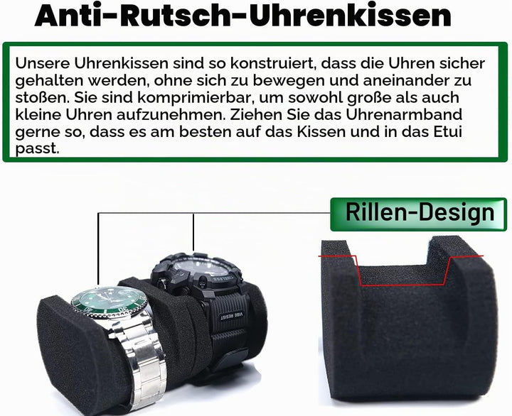 Hartschale, tragbare Uhrenreisetasche, Herren-Uhren-Reise-Organizer (schwarz, 6 Fächer) Schwarz 6 sl