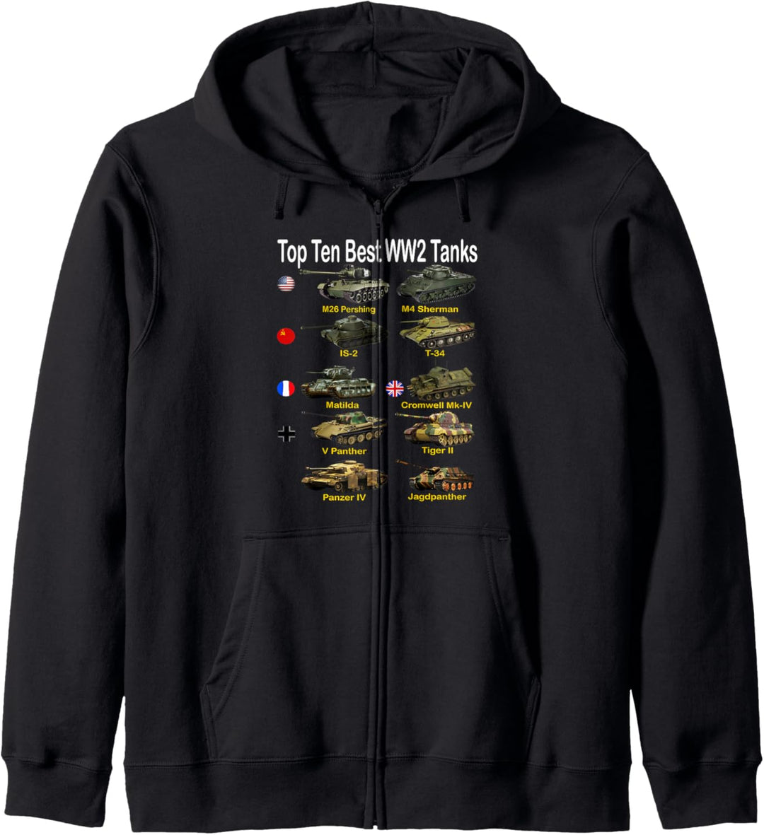 WW2 Panzer Sherman Panzer Panther Tiger T-34 Kapuzenjacke