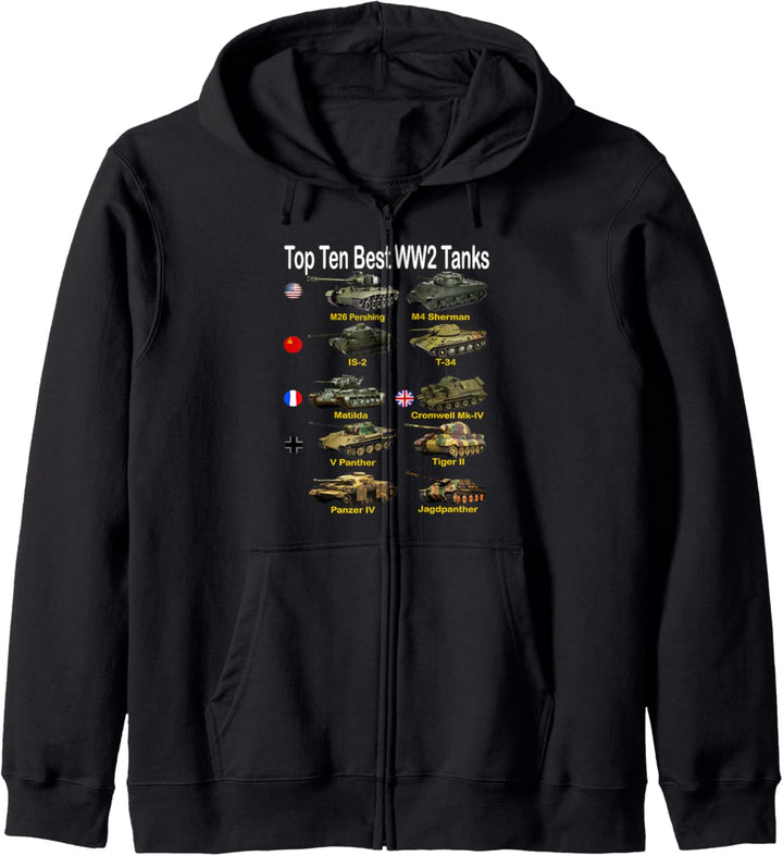 WW2 Panzer Sherman Panzer Panther Tiger T-34 Kapuzenjacke