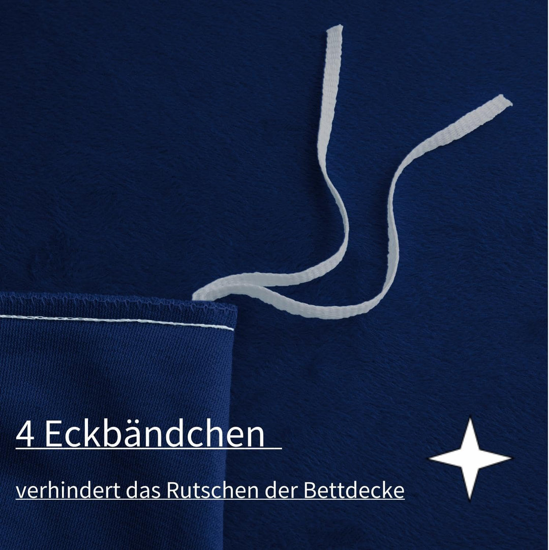 Boqingzhu Flanell Winter Bettwäsche 135x200cm 4Teilig Plüsch Biber Blau Dunkelblau Warm Kuschelig Fl