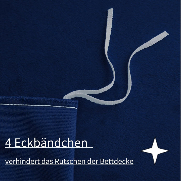 Boqingzhu Flanell Winter Bettwäsche 155×220cm Plüsch Biber Blau Dunkelblau Warm Kuschelig Flauschig