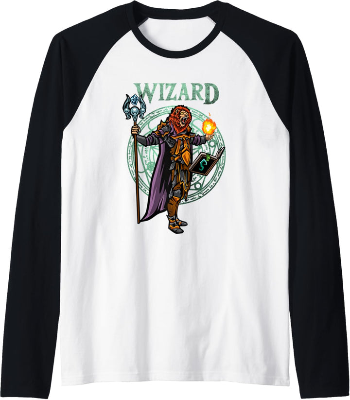 Lion Wizard Fantasy D20 Würfel, Tischplatte, Rollenspiel, Gamer Raglan