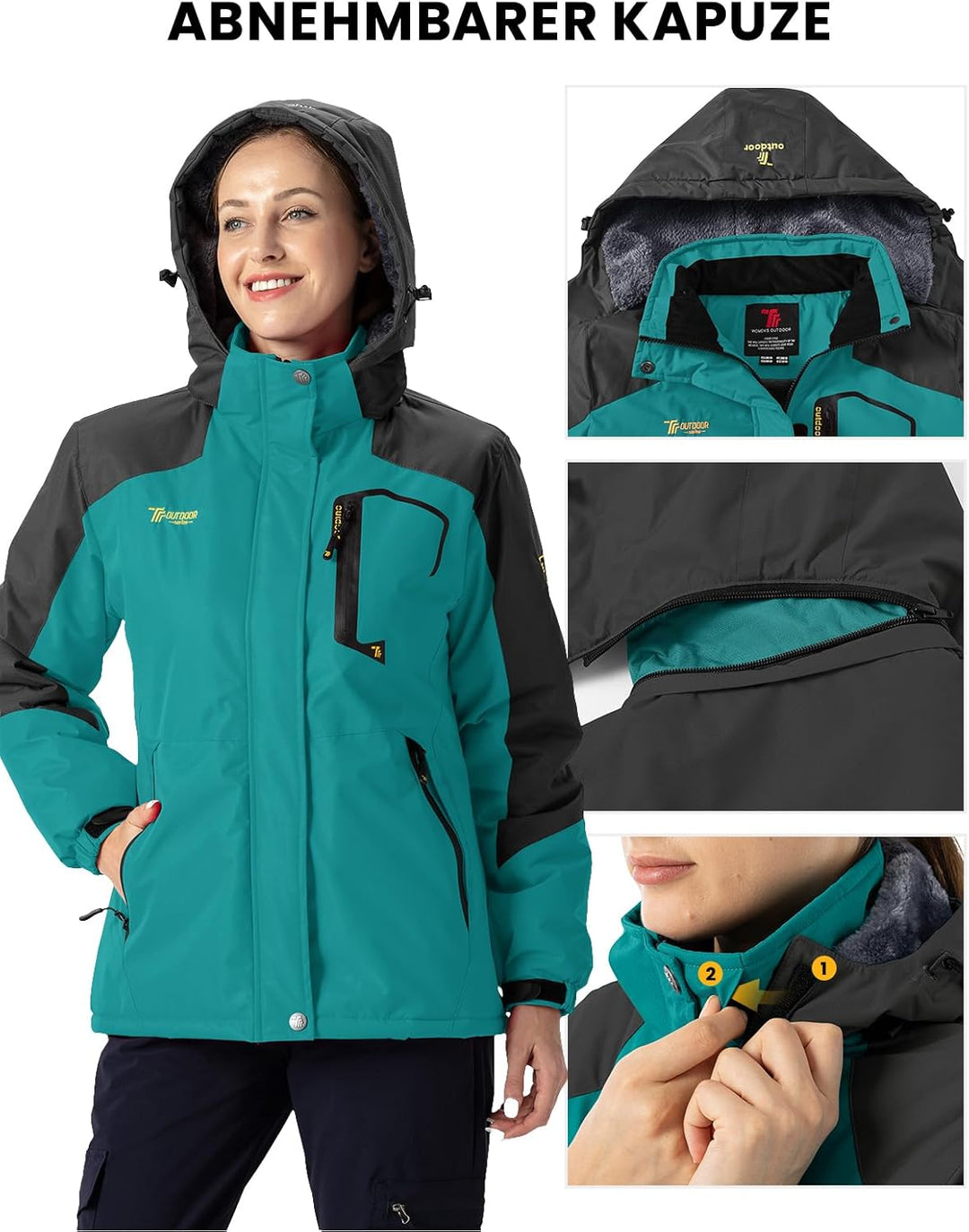 donhobo Damen Jacken Fleecejacke Winterjacke Wasserdicht Atmungsaktiv Verdickt Warm Winddicht Softsh