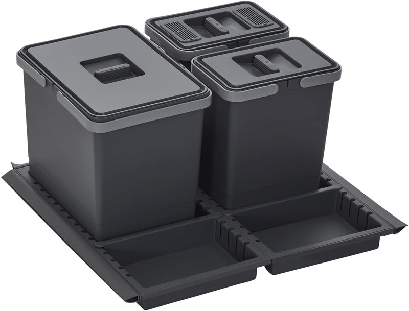SOTECH Abfallsammler Draw 15+6+6L Abfalleimer mit Deckel Abfallsystem für Auszug Korpusbreite 60 cm